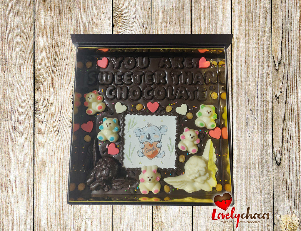Personalized chocolate gift with short message.