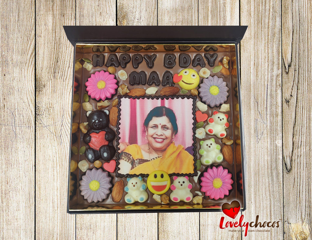 Mothers birthday personalized photo chocolate.